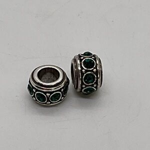 Brighton Glam Spacer Beads with Green Crystals